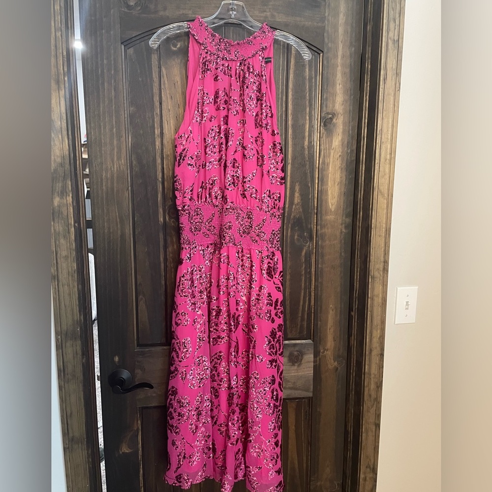 Floral Smocked-Neck Midi Dress